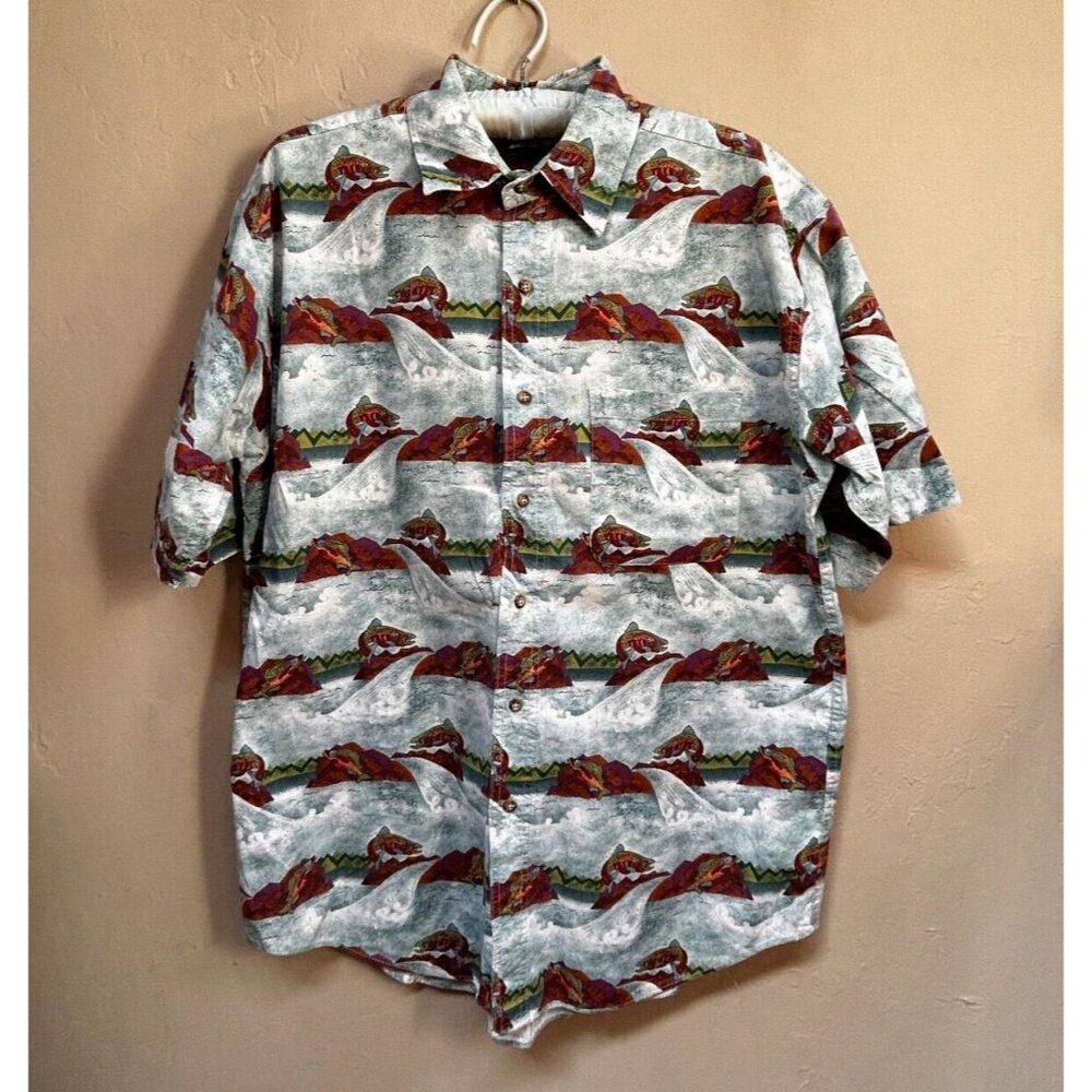 Flyshacker Clothing Co Men's Large Fishing Shirt Button Down Multicolor Casual